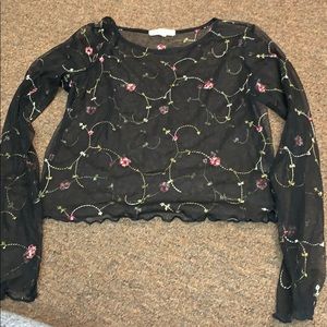 sheer floral black top